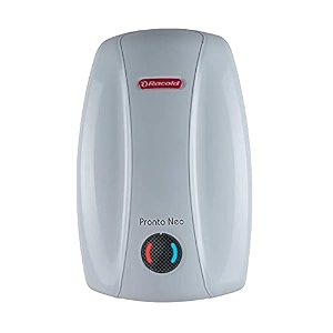 racold pronto neo 6l 3kw vertical bee 5 star storage water heatergeyser white  faster heating suitable for high rise buildings  3 levels of safety  rust proof body  fire retardant cable