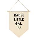 Rad Little Gal - Smiley Peace Sign -Flag Decor Gift for Girls Kids-Banner Pennant Wall Sign Gift for Nursery,Baby Room,Reading Room,Playroom Bedroom,