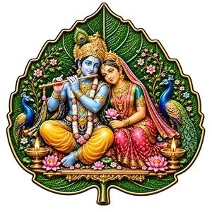radha krishna leaf shape acrylic wall decor 4 inch self adhesive vastu art