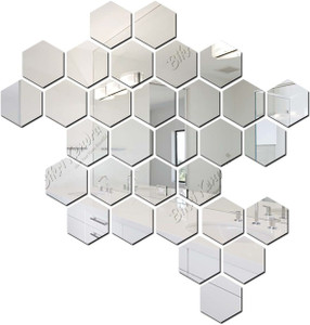 radhakripa 31 hexagon silver 3d mirror stickers wall stickers acrylic stickers pack of 31