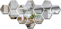 RadhaKripa Hexagon 13 Silver 3D Mirror Stickers Wall Stickers Acrylic Stickers Pack of 13