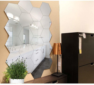 radhakripa hexagon 20 silver 3d mirror stickers wall stickers acrylic stickers pack of 20