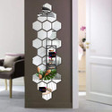 RadhaKripa Hexagon 24 Silver 3D Mirror Stickers Wall Stickers Acrylic Stickers Pack of 24