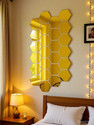 RadhaKripa Hexagon 28 Golden 3D Mirror Stickers Wall Stickers Acrylic Stickers Pack of 28