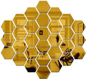 RadhaKripa Hexagon 30 Golden 3D Mirror Stickers Wall Stickers Acrylic Stickers Pack of 30