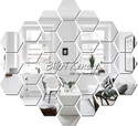 RadhaKripa Hexagon 30 Silver 3D Mirror Stickers Wall Stickers Acrylic Stickers Pack of 30