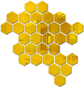 RadhaKripa Hexagon 31 Golden 3D Mirror Stickers Wall Stickers Acrylic Stickers Pack of 31