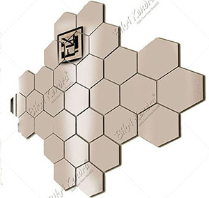 radhakripa hexagon 35 silver 3d mirror stickers wall stickers acrylic stickers pack of 35
