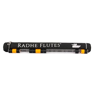 radhe flutes  acrylic bansuri  c natural  right handed  middle octave 19 inch with hard cover  with velvet cover and paper tube transparent flute with black amp orange threads