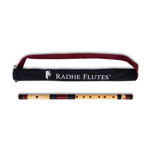 radhe flutes c natural bansuri right hand middle octave blackmaroon with assorted cover pvc flute