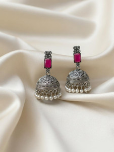 Radhe krishna sales Oxidised Silver Jhumka Earrings