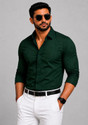 RADHI FASHION Men Solid Formal Green Shirt