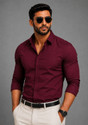 RADHI FASHION Men Solid Formal Maroon Shirt