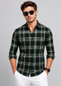 RadhiFaishon Men Checkered Formal Dark Green Shirt