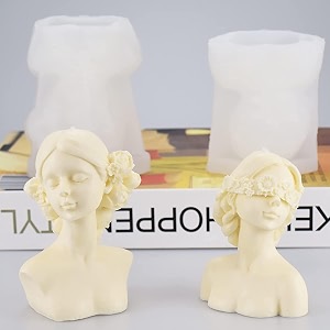 radiance store closed eyes and blin folded girl shape portrait candle mold girl silicone mold for candle body resin mould silicone mold diy aromatherapy decoration mold mould body mold- set of 2 molds