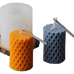 radiance store diy candle making mold 3d silicone grid pattern cylinder candle mould wax candle mold candle mold aromatherapy candle silicone mold candle making kits tools resin casting diy mould 1 pc
