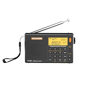 radiwow sihuadon r108 shortwave am fm digtial radio lw mw air band dsp full band portable radio battery operated with sleep timer alarm clock 500 memories preset stations for familyblack