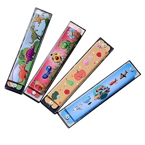 harmonica colorful kids musical instruments toys children cartoon pattern mouth organ random color and design multi colorpack of 2