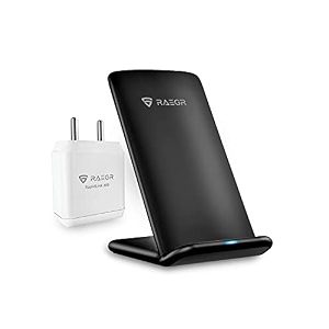 raegr arc 700 15w qi-certified wireless charging stand  with qc adapter indian pin  made in india  with fireproof abs for iphone 131211x8 series galaxy s22s21s20note201010 series oneplus 99 pro
