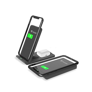 raegr arc 1100 2-in-1 10w5w wireless charger foldable stand with 2 type-c cables 10w for iphone 141312se series  75w for galaxy note 2010s22s23 series amp 5w for qi-enabled phones airpods