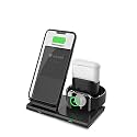 RAEGR Arc 1250 [3-in-1] Charging Dock,10W Wireless Charger for Phones + Wired Dock for Apple Watch &amp; Airpods-Compatible with iPhone 12/SE/11 series Max/Xs/Max,XR/X,8/8+,Note 20/10/9,S20 Series -Black