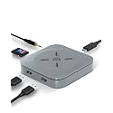 RAEGR Arc 2100 Portable 6 Ports USB-C HUB with Thunderbolt 3.0 for Laptops | includes 10W Wireless Charging Station for iPhones / Air-Pods and for all Qi-Enabled Phones - Metallic Grey RG10261