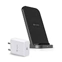 RAEGR Arc 750 Wireless Charging Stand 15W | with 20W PD Adapter, Type-C Cables | Made in India | In-Built Two Coils with Fireproof ABS for iPhone 14/13/12/11/X/8 Series, Galaxy S22/S21/S20/Note20/10 Series, OnePlus 9/9 Pro