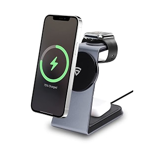 raegr magfix arc m1050 3-in-1 15w magnetic compatible wireless charging stand compatible with iphone 16151413 series apple watch series ultra 2987se airpods pro aluminum uni-body design