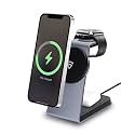 RAEGR MagFix Arc M1050 [3-in-1] 15W Magnetic Compatible Wireless Charging Stand Compatible with iPhone 16/15/14/13 Series, Apple Watch Series [Ultra 2/9/8/7/SE], AirPods Pro, Aluminum Uni-Body Design