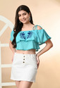 Raffaella Party Embroidered Women Dark Blue Top