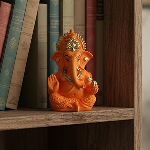 elegant resin ganesha idol for home temple dcor lord ganpati murti for pooja room car dashboard gift item  color red