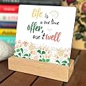 Wooden Enjoy Your Life Offer Study Office Table Decor Showpiece for Home Decor Items (Size: 6.5X6 Inches, EK40)