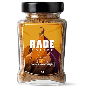 rage coffee butterscotch delight flavour - premium arabica instant coffee make delicious hotcold coffee  butterscotch delight 50g