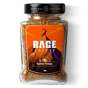 rage coffee instant sparky orange flavour with 100 arabica beans  strong aroma with rich taste  helps in boosting energy focus - 50g