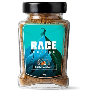 rage coffee irish hazelnut - flavored instant coffee powder for both hot amp cold coffee 100 single origin arabica coffee beans powder irish hazelnut 50g