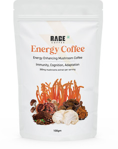 rage energy coffee powder for men  women - 100g  energy enhancing mushroom coffee instant coffee 100 g