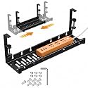 RAGRO Adjustable Under Desk Cable Management Tray, Retractable 28.5-55 cm Metal Cable Organizer, Wire Management Rack, Power Strip & Extension Cord Holder for Office, Home & Gaming Desk