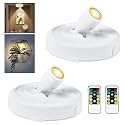RAHAN 2Pack Battery Operated LED Spotlight, Picture Spot Lights, Indoor Uplights with Remote Dimmable &amp; Timer, Plants Puck Light, Wall Display Lights for Dartboard Paintings Portrait Artwork