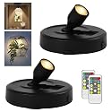 RAHAN 2Pack Battery Powered LED Spotlight Picture Light, Indoor Uplighting with Remote, Picture Frame Lights, Art Display Puck Lights for Dartboard Portrait Paintings Artwork