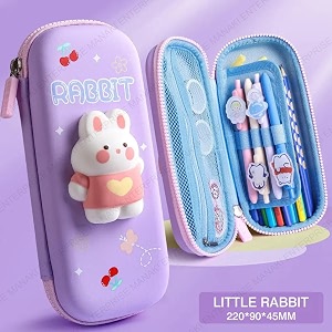 ethylene vinyl acetate eva cartoon theme pencil case - 3d eva pencil case pouch multipurpose zipper for school kids girls stationery storage box rabit small multicolor