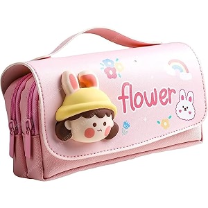cartoon theme pencil case - 3d eva pencil case pouch multipurpose zipper pencil case for kids pen and pencil bag for school kids girls stationery storage box flower