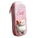 Cartoon Theme 3D EVA Pencil Case - Multipurpose Zipper Pouch for Kids, Pen Bag for School, Girls, Stationery Storage Box (Cat Pink Small)