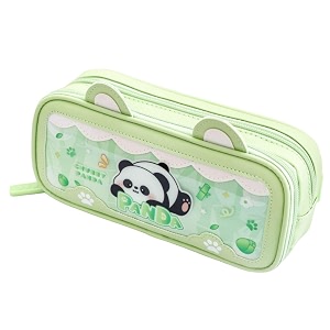 double layer 3d cute pencil case aesthetic pencil case for girls large capacity pen pencil pouch multifunctional stationery organizer for school new green panda