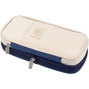 double layer 3d cute pencil case aesthetic pencil case for girls large capacity pen pencil pouch multifunctional stationery organizer for school spacial navy blue