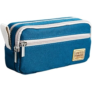 large capacity pencil case 3 compartment cute aesthetic pencil caselarge capacity pen pencil pouch multifunctional stationery organizer for school cute aesthetic-blue