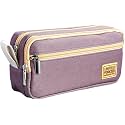 Large Capacity Pencil Case 3 Compartment Cute Aesthetic Pencil Case,Large Capacity Pen Pencil Pouch Multifunctional Stationery Organizer for School (Cute Aesthetic-Purple)