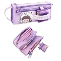 Lucky Girl Purple Large Capacity with Mini Pocket Pencil Pouch &amp; Best Thing to Put Pen Pencil Sharpener Rubber, Best Gift for Girl's