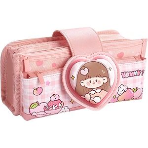 multifunctional stationery 3 compartment cute pencil case pouch organizer aesthetic pencil case for girls large capacity pen pencil pouch for school light pink