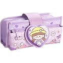 Rahasya Enterprise Multifunctional Stationery 3 Compartment Cute Pencil Case Pouch Organizer, Aesthetic Pencil Case for Girls, Large Capacity Pen Pencil Pouch for School (Purple)