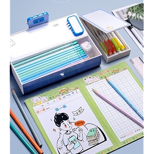kids pen amp pencil box-suitcase style password lock pencil casemulti-layer pencil box for kids boys girls stationary organizer case for kids red - bear